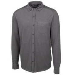 Cutter & Buck Men's Charcoal Tall Reach Oxford Button Front Long Sleeve
