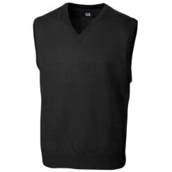Cutter & Buck Men's Black Tall Douglas V-Neck Vest