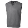 Cutter & Buck Men's Mid-Grey Heather Tall Douglas V-Neck Vest