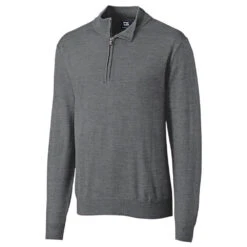Cutter & Buck Men's Mid-Grey Heather Tall Long Sleeve Douglas Half-Zip