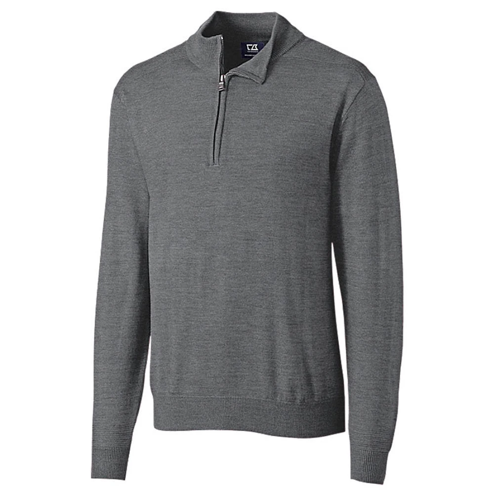 Cutter & Buck Men's Mid-Grey Heather Tall Long Sleeve Douglas Half-Zip 3 Cutter & Buck Men's Mid-Grey Heather Tall Long Sleeve Douglas Half-Zip