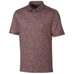 Cutter & Buck Men's Bordeaux Heather Forge Paisley Print Polo