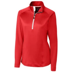Cutter & Buck Women's Red Jackson Half Zip Overknit