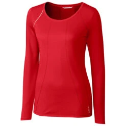 Cutter & Buck Women's Red Long Sleeve Jaimie Scoop Neck