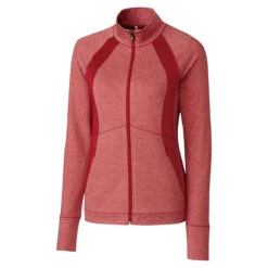 Cutter & Buck Women's Cardinal Red Heather Shoreline Colorblock Full-Zip