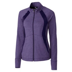 Cutter & Buck Women's College Purple Heather Shoreline Colorblock Full-Zip