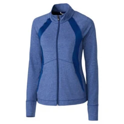 Cutter & Buck Women's Tour Blue Heather Shoreline Colorblock Full-Zip