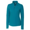 Cutter & Buck Women's Teal Blue DryTec Long Sleeve Advantage Half-Zip