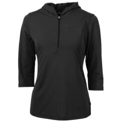 Cutter & Buck Women's Black Virtue Eco Pique Recycled Half Zip Pullover Hoodie