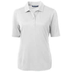 Cutter & Buck Women's White Virtue Eco Pique Recycled Polo
