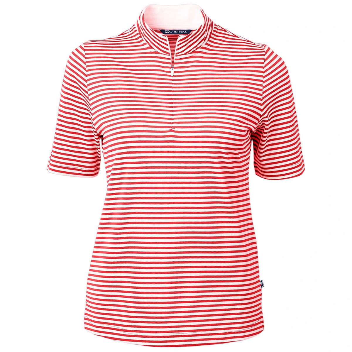 Cutter & Buck Women's Red Virtue Eco Pique Stripped Recycled Polo 3 Cutter & Buck Women's Red Virtue Eco Pique Stripped Recycled Polo