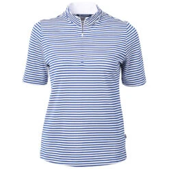 Cutter & Buck Women's Tour Blue Virtue Eco Pique Stripped Recycled Polo