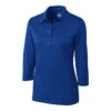 Cutter & Buck Women's Tour Blue Heather DryTec 3/4 Sleeve Chelan Polo