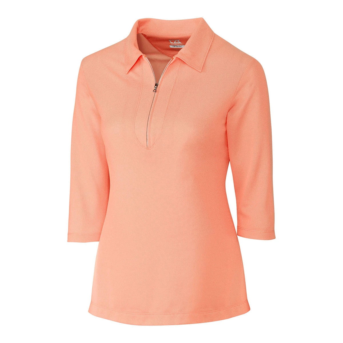 Cutter & Buck Women's Orange Burst/White Blaine Oxford 3/4 Sleeve Zip Polo 3 Cutter & Buck Women's Orange Burst/White Blaine Oxford 3/4 Sleeve Zip Polo
