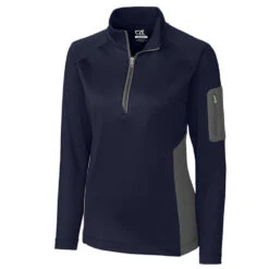 Cutter & Buck Women's Liberty Navy Shaw Hybrid Half Zip