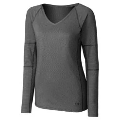 Cutter & Buck Women's Black DryTec Long Sleeve Victory V-Neck
