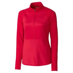 Cutter & Buck Women's Red DryTec Pennant Sport 3/4-Zip
