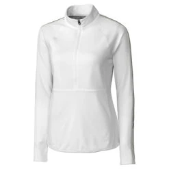 Cutter & Buck Women's White DryTec Pennant Sport 3/4-Zip