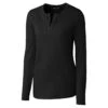 Cutter & Buck Women's Black DryTec Long Sleeve Avail Double V-Neck -Cutter & Buck LCK08720 Black F