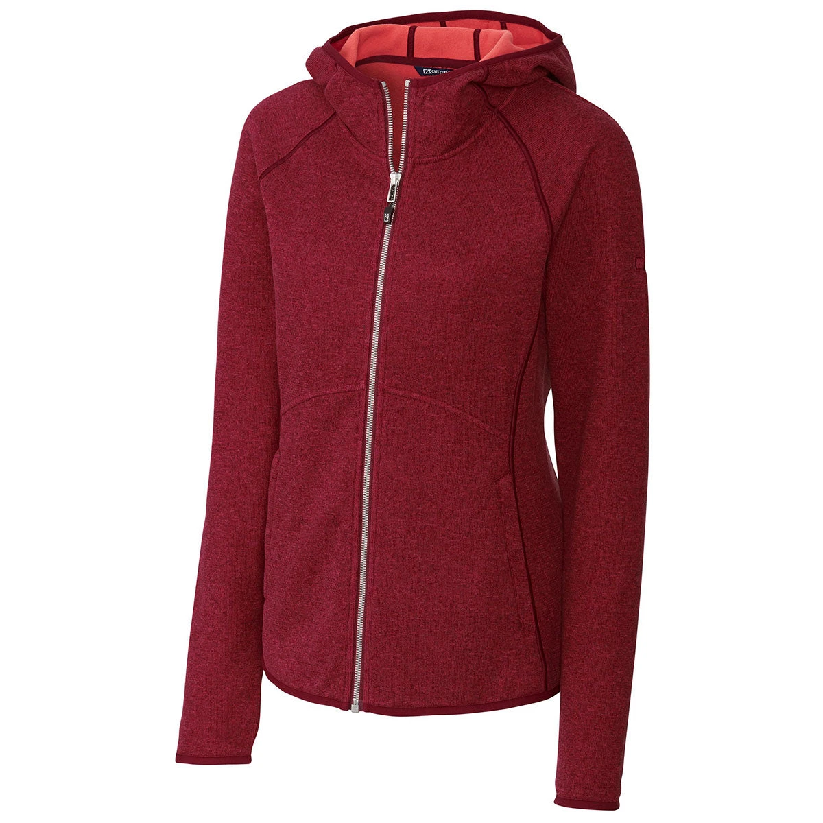 Cutter & Buck Women's Cardinal Red Heather Mainsail Hooded Jacket 3 Cutter & Buck Women's Cardinal Red Heather Mainsail Hooded Jacket