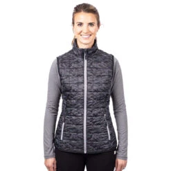 Cutter & Buck Women's Black Rainier PrimaLoft Eco Insulated Full Zip Printed Puffer Vest 7 Cutter & Buck Women's Black Rainier PrimaLoft Eco Insulated Full Zip Printed Puffer Vest -Cutter & Buck LCO00054 BL HTF