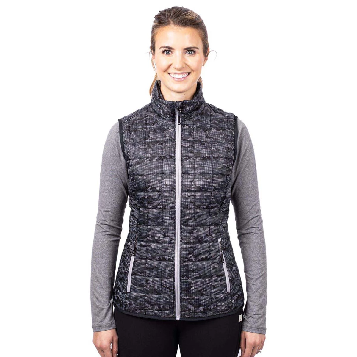 Cutter & Buck Women's Black Rainier PrimaLoft Eco Insulated Full Zip Printed Puffer Vest 5 Cutter & Buck Women's Black Rainier PrimaLoft Eco Insulated Full Zip Printed Puffer Vest - Image 3