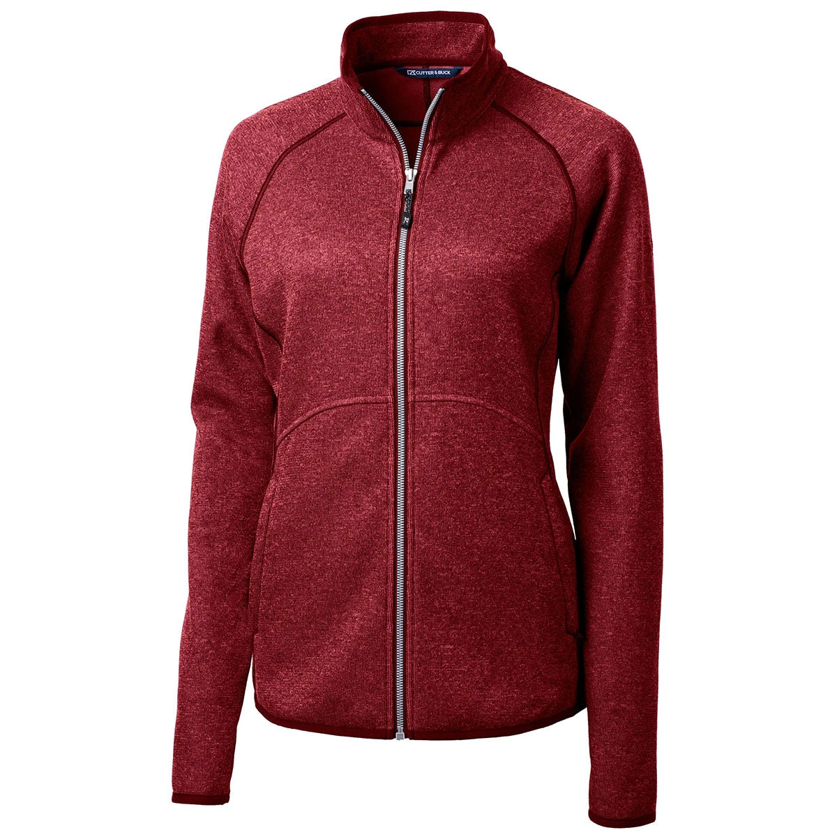 Cutter & Buck Women's Cardinal Red Heather Mainsail Sweater-Knit Full Zip Jacket 3 Cutter & Buck Women's Cardinal Red Heather Mainsail Sweater-Knit Full Zip Jacket
