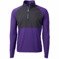 Cutter & Buck Men's College Purple/Black Adapt Eco Knit Hybrid Recycled Quarter Zip