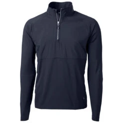 Cutter & Buck Men's Navy Blue Adapt Eco Knit Hybrid Recycled Quarter Zip
