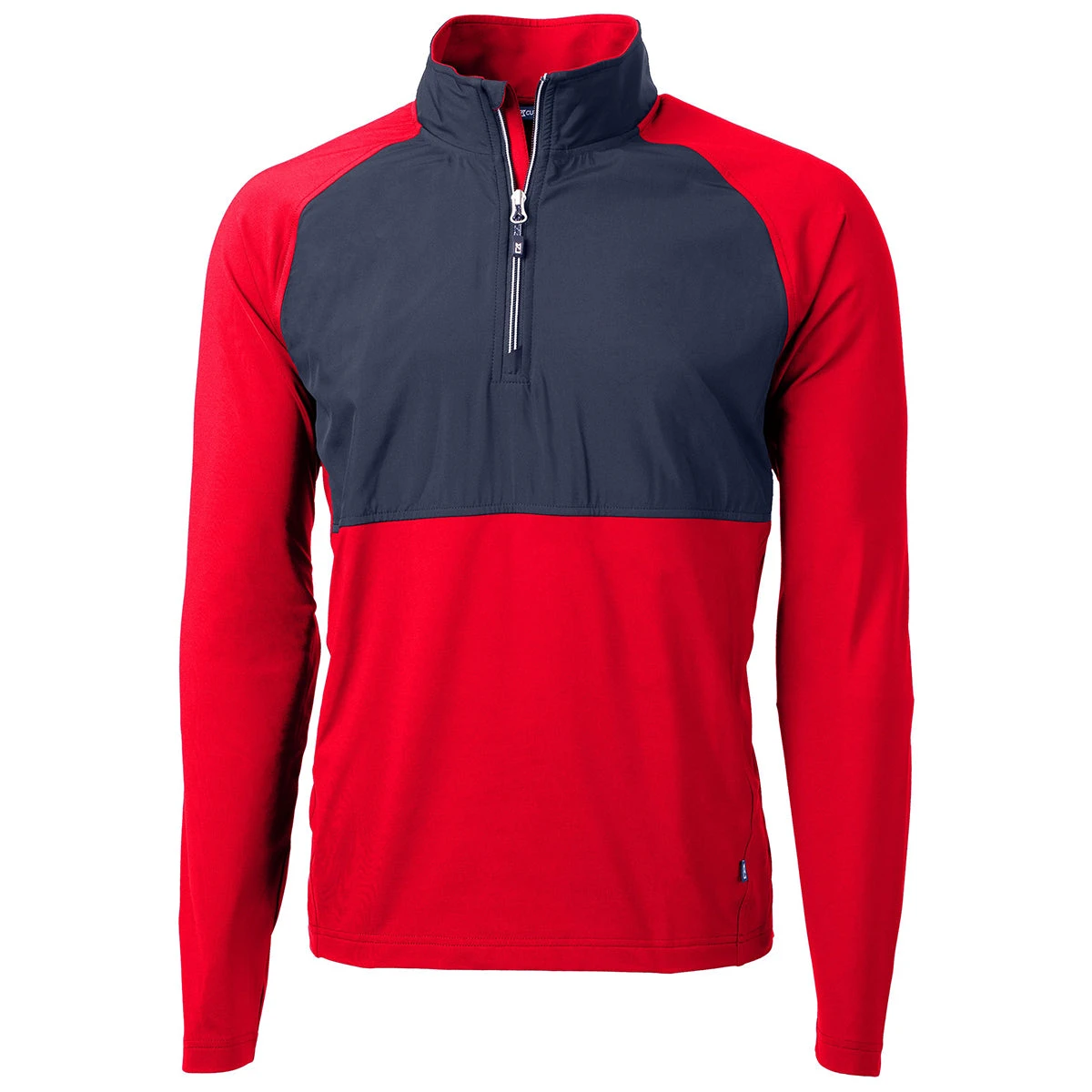 Cutter & Buck Men's Red/Navy Blue Adapt Eco Knit Hybrid Recycled Quarter Zip 3 Cutter & Buck Men's Red/Navy Blue Adapt Eco Knit Hybrid Recycled Quarter Zip