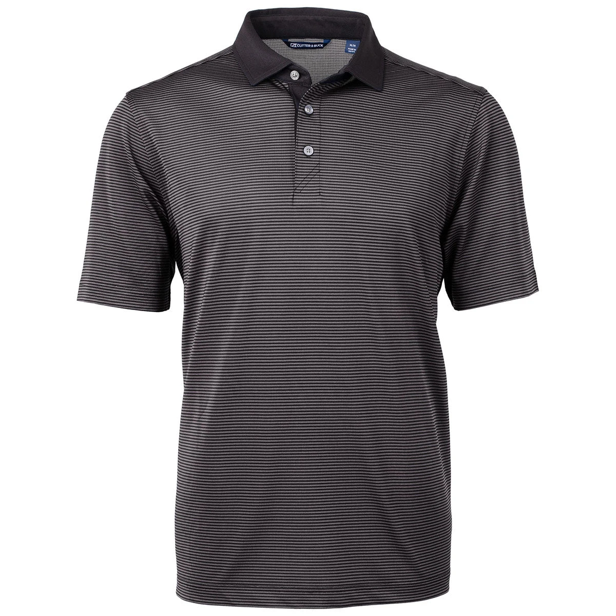 Cutter & Buck Men's Black/Elemental Grey Virtue Eco Pique Micro Stripe Recycled Tall Polo 3 Cutter & Buck Men's Black/Elemental Grey Virtue Eco Pique Micro Stripe Recycled Tall Polo