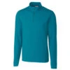 Cutter & Buck Men's Teal Blue DryTec Long Sleeve Advantage Half-Zip -Cutter & Buck MCK00068 TB F
