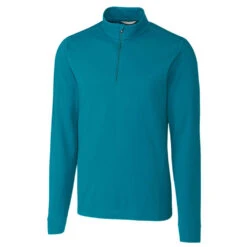 Cutter & Buck Men's Teal Blue DryTec Long Sleeve Advantage Half-Zip