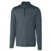 Cutter & Buck Men's Black Heather DryTec Holman Stripe Half-Zip -Cutter & Buck MCK00087 BLH F