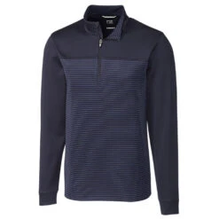 Cutter & Buck Men's Liberty Navy DryTec Traverse Stripe Half-Zip