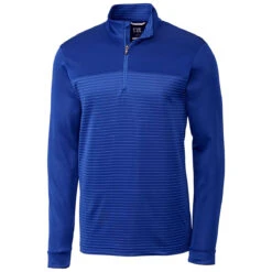 Cutter & Buck Men's Tour Blue DryTec Traverse Stripe Half-Zip