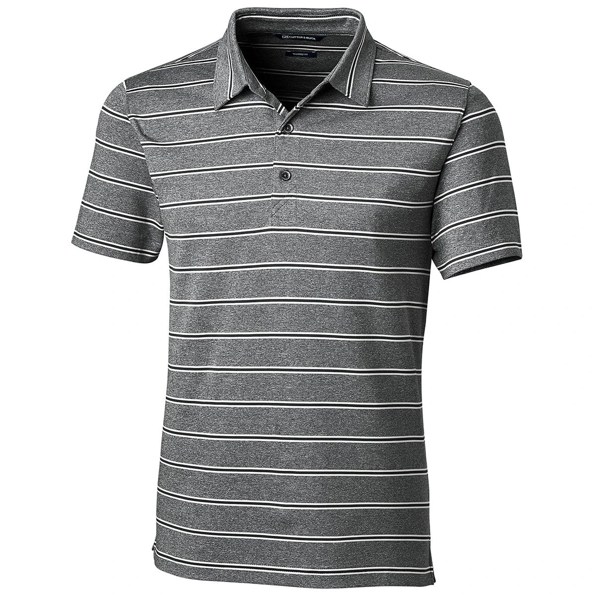 Cutter & Buck Men's Black Forge Polo Heather Stripe Tailored Fit 3 Cutter & Buck Men's Black Forge Polo Heather Stripe Tailored Fit
