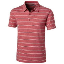 Cutter & Buck Men's Cardinal Red Forge Polo Heather Stripe Tailored Fit