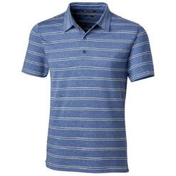 Cutter & Buck Men's Tour Blue Forge Polo Heather Stripe Tailored Fit