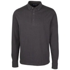 Cutter & Buck Men's Black Heather Advantage Jersey Long Sleeve Polo