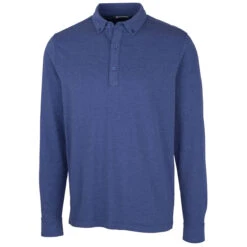 Cutter & Buck Men's Tour Blue Heather Advantage Jersey Long Sleeve Polo