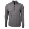 Cutter & Buck Men's Black Heather Adapt Eco Knit Heather Quarter Zip -Cutter & Buck MCK01086 BLH F