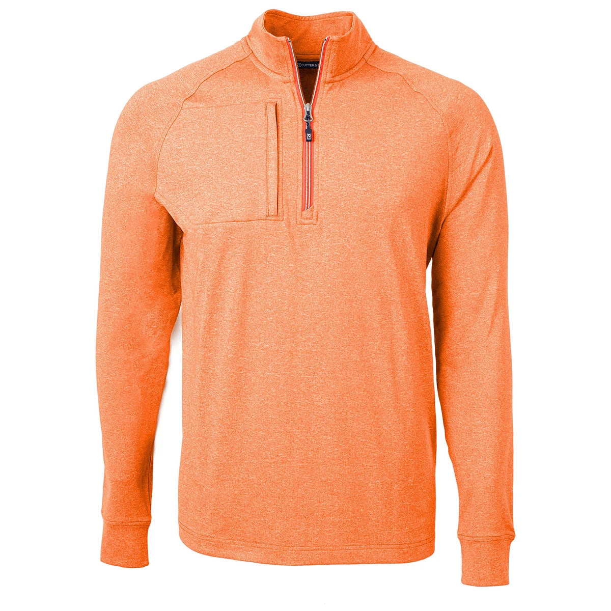 Cutter & Buck Men's College Orange Heather Adapt Eco Knit Heather Quarter Zip 3 Cutter & Buck Men's College Orange Heather Adapt Eco Knit Heather Quarter Zip