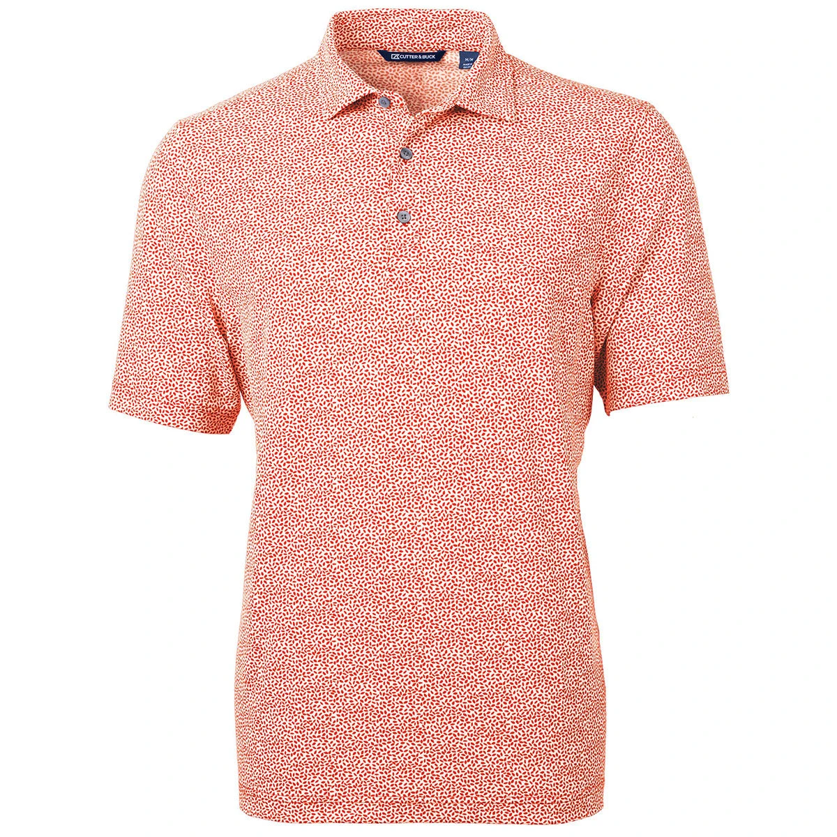 Cutter & Buck Men's College Orange Virtue Eco Pique Botanical Print Recycled Polo 3 Cutter & Buck Men's College Orange Virtue Eco Pique Botanical Print Recycled Polo