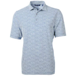 Cutter & Buck Men's Navy Blue Virtue Eco Pique Botanical Print Recycled Polo