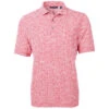 Cutter & Buck Men's Red Virtue Eco Pique Botanical Print Recycled Polo -Cutter & Buck MCK01161 RD F