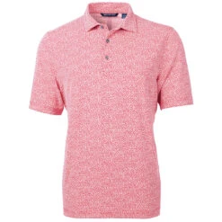 Cutter & Buck Men's Red Virtue Eco Pique Botanical Print Recycled Polo