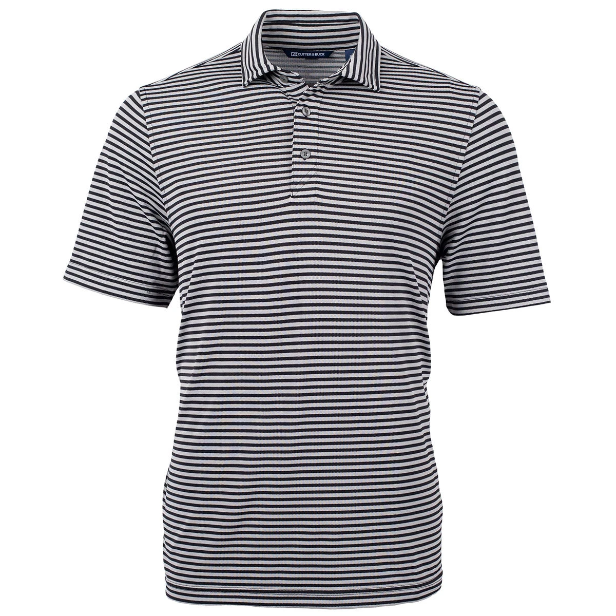 Cutter & Buck Men's Black Virtue Eco Pique Stripped Recycled Polo 3 Cutter & Buck Men's Black Virtue Eco Pique Stripped Recycled Polo