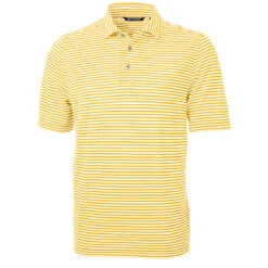 Cutter & Buck Men's College Gold Virtue Eco Pique Stripped Recycled Polo