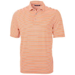 Cutter & Buck 27 Cutter & Buck Women's College Orange Virtue Eco Pique Stripped Recycled Polo